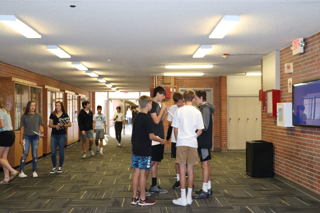 Students in hallway Fremont High School